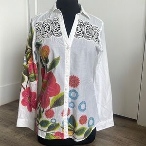 Floral Embroidered White Blouse